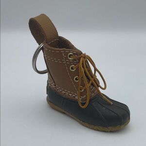 LL Bean, Keychain/Accessory/Ornament, Classic Duck Boot, Tan/Brown Leather, 3”